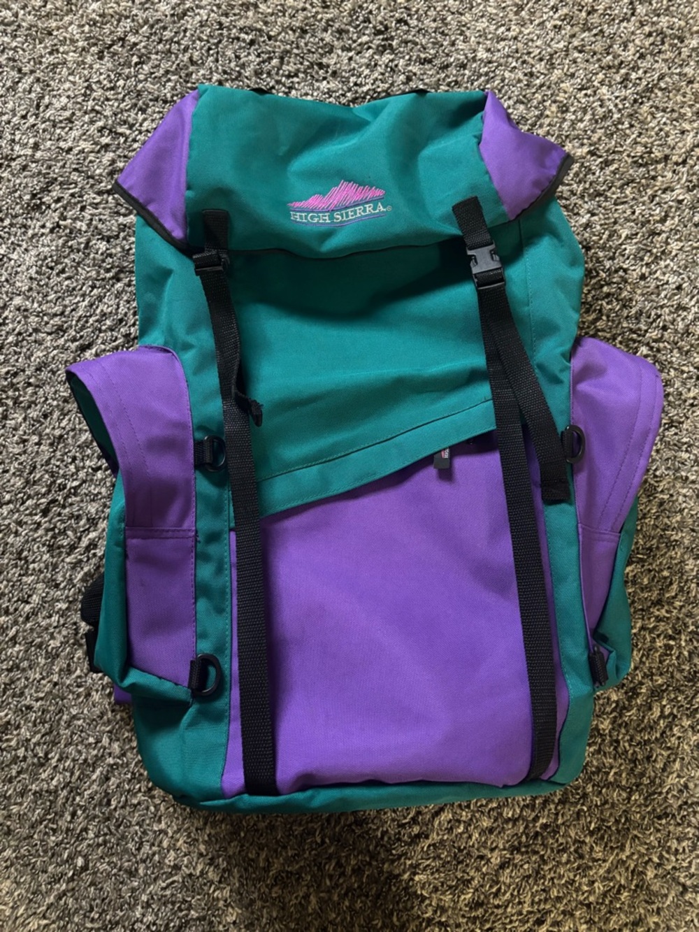 Vintage Teal and Purple Padded Hiking Backpack